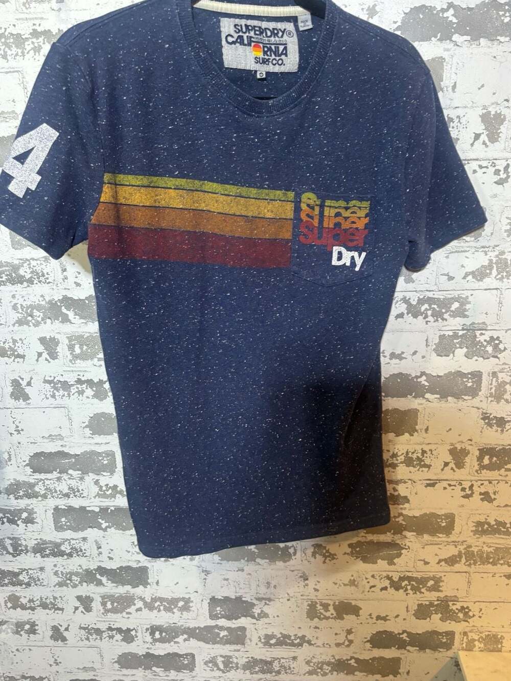 Superdry California Surf Co. Pocket T-Shirt Size S Blue Striped
